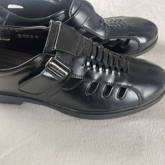 NWOB Jingpin Black Leather Hollowed Out Formal Office Men's size (47) 11.5 Shoe - Picture 2 of 6